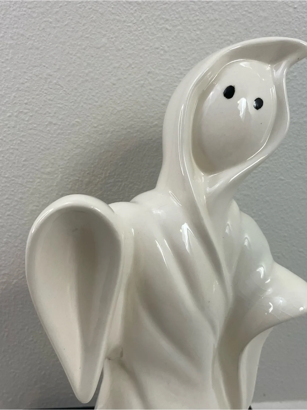 Vintage Ceramic Halloween Ghost Figurine 12” Gloss White Handmade